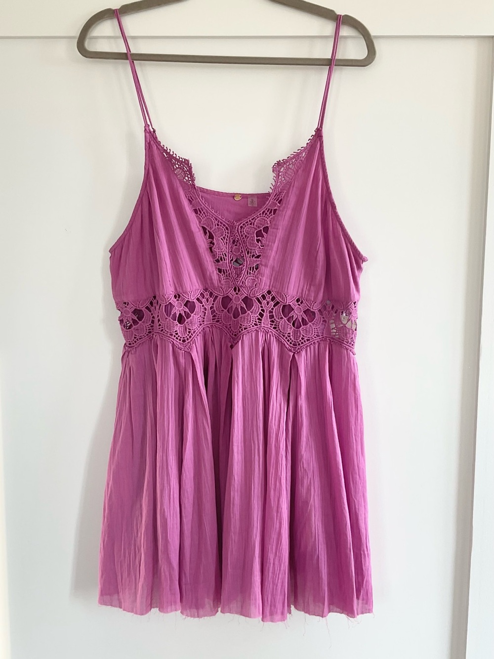 Free People Llektra Crochet-Trim Mini Dress In Mulberry Size Large NWT